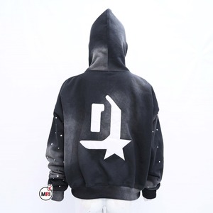 Sweat à capuche zippé personnalisé en coton 100% avec strass et logo brodé, 450 GSM, épais et lourd, style streetwear pour hommes - Product Image 5