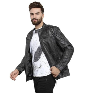 Veste en cuir pour hommes 2025 vestes de Baseball d'hiver homme grande taille vêtements en cuir affaires couleur unie veste imperméable pour hommes - Product Image 1