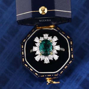 7*9mm ovale coupe laboratoire cultivé émeraude 10K bague en or massif pour les femmes forme ovale vert émeraude bague fabriquée à la main bague de fiançailles - Product Image 4