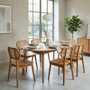 Fauteuil de salon moderne en rotin naturel, structure en teck massif, dossier tressé, chaise d'appoint, meuble de maison - Product Image 5