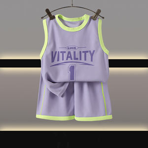 Conjunto de Ropa de Verano 2025 para Niños, 2 Piezas, Estilo Coreano, Conjunto de Baloncesto para Bebés, Niños y Niñas, Chaleco sin Mangas y Pantalones Cortos - Product Image 1