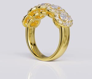 2.40 Carat Five Stone Engagement Ring Lab Grown Oval Cut <b>Diamonds</b> with Halo / 5 Stone <b>Anniversary</b> Ring - Product Image 4