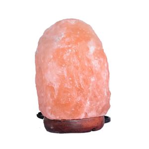 Customized Pink Himalayan Salt <b>Lamp</b> on Natural Carved Wooden Base Pyramid Style with <b>Dimmer</b> <b>Switch</b> <b>for</b> Side Table - Product Image 3