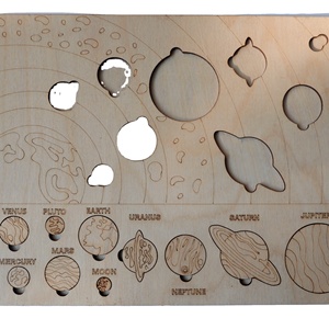 Bigsale Style Antique Système Solaire Modèles De Puzzle En Bois Poli Artisanat Mur Signes avec Croix Motif Boîte Décor À La Maison - Product Image 1