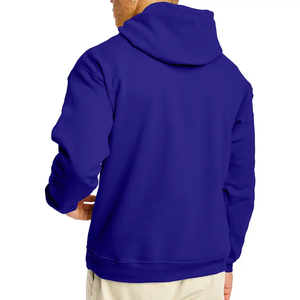 Sudaderas con capucha de algodón 100% para hombre, sudaderas lisas de manga larga ajustadas de Color sólido ODM, cuello estampado de lana de invierno - Product Image 2