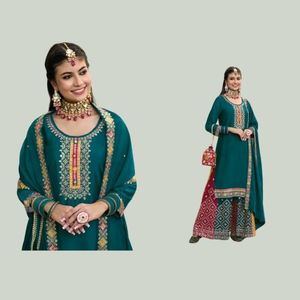 Heavy Blooming Georgette New Plazzo Bordado Boda Pakistani Drees Colección En tarifa mayorista Surat India - Product Image 1