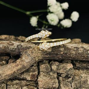 Anillo de serpiente de doble cabeza, anillo de oro de serpiente de diamante de doble cabeza, anillo de serpiente de diamante de oro sólido de doble Serpiente para ella, regalo para ella - Product Image 5