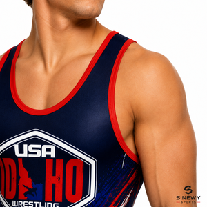 SINGLET DE LUCHA SINEWY SPORTS para Hombre, Sublimado Personalizado, Diseño Idaho, EE. UU., Ajustado, Transpirable y Elástico - Product Image 2