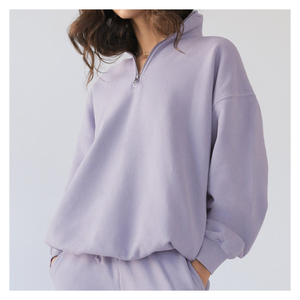 Sudadera con Capucha de Alta Calidad Personalizada, 100% Algodón, Felpa, Manga Larga, Cierre de Cremallera de un Cuarto, con Bolsillo, para Mujer, Ropa de Invierno, Estilo Urbano - Product Image 5