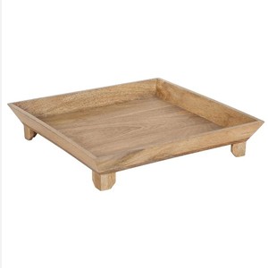 Offre Spéciale plateau de service carré en bois de manguier durable avec pieds plateaux de piédestaux en bois pour la décoration utilisation décor de table affichage de fruits - Product Image 1