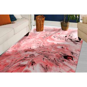 Red Gray Marble <b>Chenille</b> <b>Rug</b>: Contemporary Accent <b>Rug</b>,With Pile Soft <b>Rug</b> - Product Image 2
