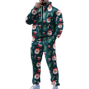 Hot Casual Polyester Tracksuit <b>Pullover</b> Digital Printing Hooded Suit 2-Piece Set for <b>Men</b> Plus Size with Cotton Filling In 2026 - Product Image 1
