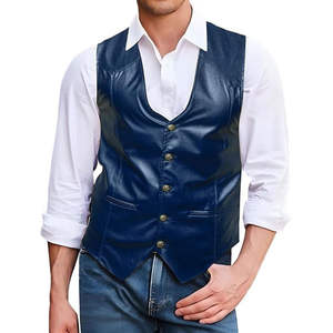 Gilet en cuir de guanine pour homme, style nouveau, sur mesure, décontracté, style western, veste de cow-boy avec col en V, gilet de haute qualité - Product Image 2