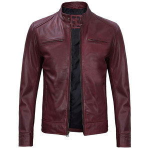 Chaqueta Clásica de Cuero Genuino para Hombre con Cuello Alto y Logotipo Frontal, Ropa Exterior Cortavientos y Transpirable para Hombres con Estilo - Product Image 1