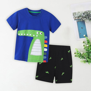 Nouveau Design 2 pièces garçons décontracté sport maison vêtements ensemble coton coquille souple imprimé Animal à manches courtes été T-Shirt coupe ample - Product Image 5
