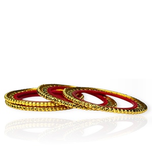 Ensemble de bracelets jonc en acrylique plaqué or pour femme, coupe émeraude tendance, design perle dorée, prix de gros - Product Image 1