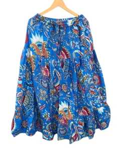 Elegante Estampado Artístico Multicolor Azul con Vuelo, Tela Suave y Transpirable y Cintura Elástica Cómoda para Uso Casual - Product Image 1