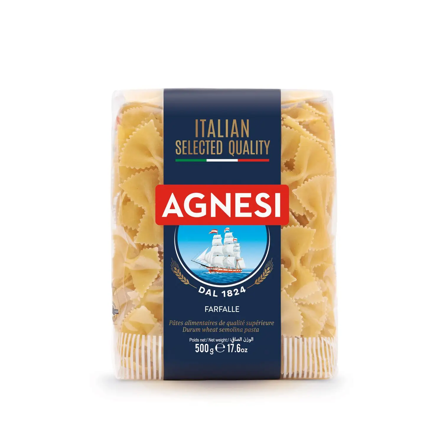 Premium Delicate Farfalle Pasta-Agnesi N.61 500G Ervaring In Bulk-Echte Harde Griesmeel