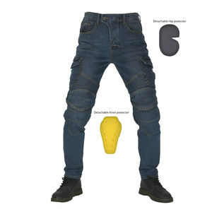 Jeans de moto confortables et protecteurs en Kevlar avec protections amovibles CE pour les genoux et les hanches, pantalon de moto blindé - Product Image 5