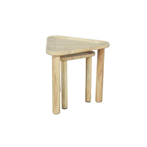 Ensemble de design traditionnel 2 tables basses gigognes en bois d'acacia sculptées triangulaires Meubles de salon Accent d'artisans élégants - Product Image 4