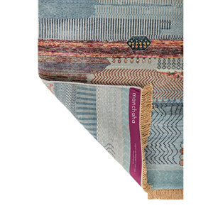 Tapis Manchaha bleu noué à la main en laine et soie de bambou, épaisseur 10 mm, motif rectangulaire pour couloir, modèle pour sol domestique Les-2892 - Product Image 5