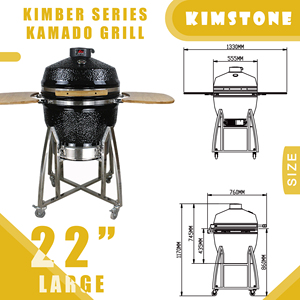 KIMSTONE - Parrilla Kamado de Cerámica Negra XL de 22 Pulgadas, Asadores para Ahumar y Cocinar al Aire Libre - Product Image 5