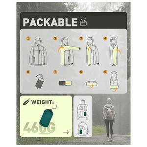 Chubasquero impermeable para adultos, chaqueta de lluvia para hombres, a prueba de viento, para exteriores, para motociclistas, viajes, ocasiones de lluvia - Product Image 6