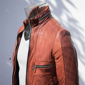 แจ็กเก็ตหนังแท้แบบลำลองสำหรับผู้ชายแจ็คเก็ตหนังนักบินหนังแกะออกแบบโลโก้ได้ตามต้องการ - Product Image 6