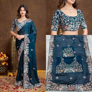 Fournisseur en gros Collection de fête de mariage de qualité supérieure Saree brodé pour femmes à vendre aux meilleurs prix d'Inde - Product Image 6