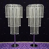 Nouveauté, décoration de mariage luxueuse et unique, lustre en cristal perlé, centre de table, support de fleurs argenté, décorations personnalisées