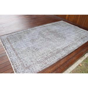 พรมตุรกีขนาดใหญ่ 5.5x9 ฟุต พรมขนสัตว์ลายจุดสีเทาวินเทจ - Product Image 2