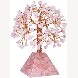 New Handmade Gemstone Rose Quartz <b>Trees</b> With White Agate Base Orgone Base Agate <b>Trees</b> for Gifts by Amayra <b>Crystals</b> Exports India - Product Image 3