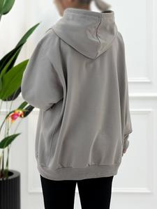 Sudadera con Capucha Larga para Mujer, con Logotipo Personalizado OEM, Bordado, 100% Algodón, Colores Sólidos, Hombros Caídos, Estilo Urbano Holgado - Product Image 2