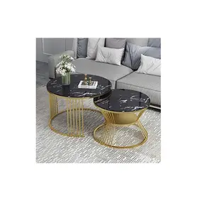 Metal gold & marble Bedroom Restaurant decor table Coffee High Quality Metal Round Side Table With Metal