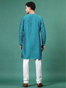 Kurta Pajama Homme Ramas Kurtis Style Vintage Brodé à la Main Motif Uni Polyester Été Ethnique Coupe Droite Col à Volants - Product Image 5