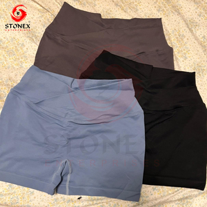 กางเกงขาสั้นผ้าแคนวาสแปนเด็กซ์เอวสูงสำหรับผู้หญิงกางเกงขาสั้นออกกำลังกายระบายอากาศได้ดีโลโก้แบบกำหนดเอง - Product Image 3