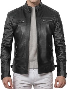 Chaqueta de cuero de talla grande de alta calidad para hombre, ropa de abrigo a prueba de viento con cierre de cremallera, transpirable, ropa de carreras para motocicleta - Product Image 5