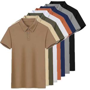 Camiseta Polo de Manga Corta para Hombre, Color Sólido, Verano, con Logotipo Bordado Personalizado OEM, Malla de Seda Helada, Cuello con Solapa, Estilo Casual con Botones - Product Image 1