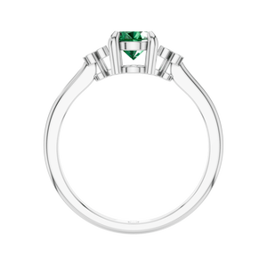 Bague classique et élégante en zircon de 1 carat avec argent sterling et accents de diamants naturels blancs étincelants, sertie à griffes - Product Image 2