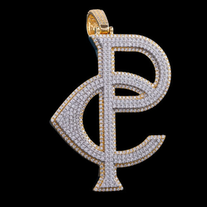 Colgante Personalizado con Letra CP y Diamantes Moissanite en Plata 925, Colgante con Iniciales Estilo Hip Hop, Joyería de Lujo - Product Image 5