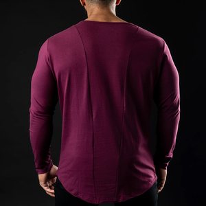 T-shirt streetwear personnalisé T-shirt en coton délavé à l'acide sérigraphie surdimensionnée T-shirts à manches longues double couche à manches longues pour hommes - Product Image 2