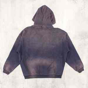 Fabricante High Street Custom Logo Retro Washed Oversized 80% Cotton Pullover Hoodie para hombres - Product Image 5