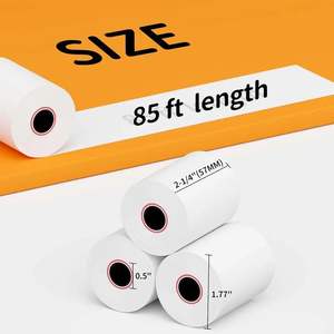 ม้วนกระดาษรับความร้อน2-1/4 \ "x 85 'แบบม้วนลงทะเบียนเงินสดสีขาว90% เรียบ - Product Image 1