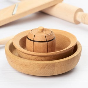 Petit bol en bois naturel pour enfants, jouets de peinture faits à la main, décoration de la maison - Product Image 3