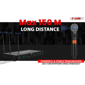 Système de microphone sans fil 5 cœurs, 6 canaux UHF, récepteur portable avec 6 micros dynamiques sans fil, portée 492F - Product Image 4