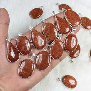 Nouveauté solide 925 en argent Sterling or grès haute poli lâche Cabochon pierre précieuse pendentif pour les femmes bijoux fins - Product Image 6