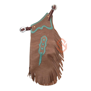 Niños cuero montar Chaps elegante correa ajustable vaquera flecos cuero Chaps para fiestas occidentales - Product Image 3