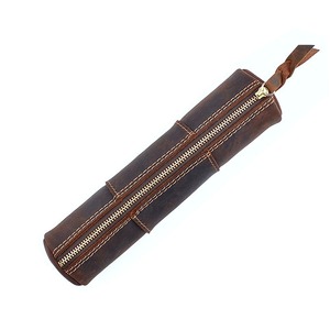 Premium Genuine Leather Eco-Friendly Reusable Pen Case & Makeup Pouch with Zipper Closure Large Capacity Unisex Fashion Design - Product Image 1