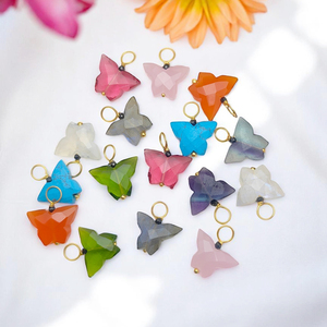 Rainbow Moonstone Gemstone Butterfly Carving <b>Charm</b> <b>Pendant</b> Natural Gemstone Making <b>Charm</b> DIY Jewelry - Product Image 3