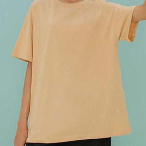 Camiseta de Bambú para Mujer al por Mayor, de Alta Calidad, OEM, Cuello Redondo, Manga Corta, Estilo Casual, Color Piel, Color Sólido - Product Image 5